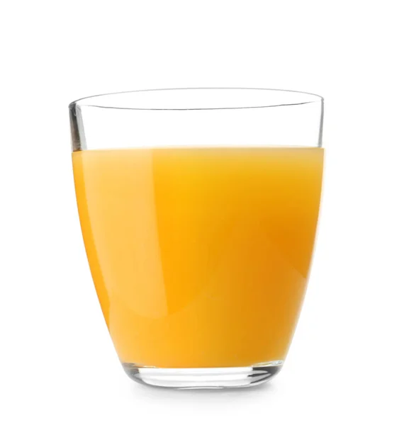 Glas Färsk Apelsinjuice Isolerat Vitt — Stockfoto