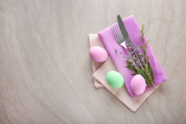 Cutlery with decor for Easter table setting