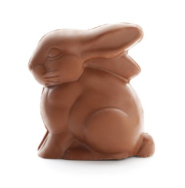 beyaz zemin üzerine çikolata Paskalya tavşanı