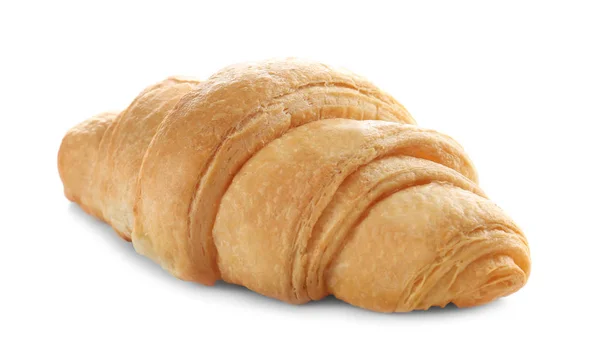 Croissant saboroso no fundo branco — Fotografia de Stock