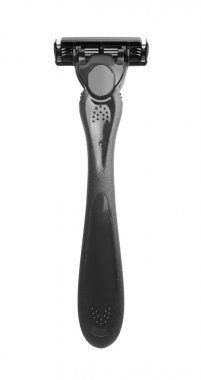 Adam beyaz arka plan üzerinde için tıraş jilet