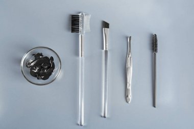 Set of tools for eyebrow dyeing  clipart