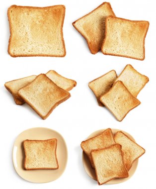 Tost ekmeği dilim beyaz arka plan üzerinde ayarla