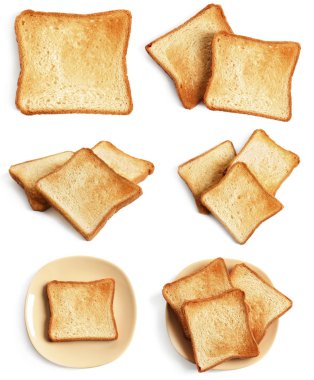Set of toast bread slices on white background clipart