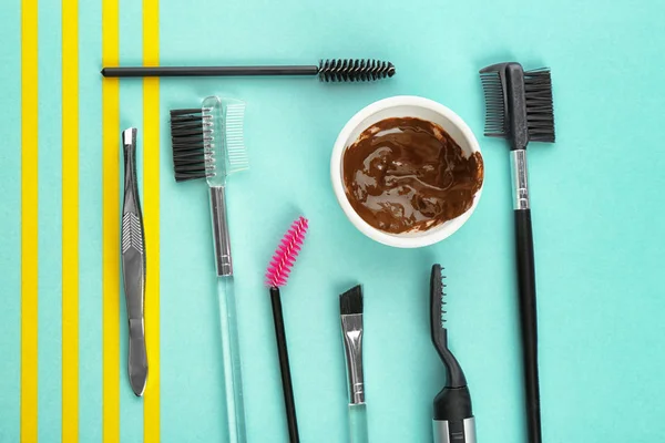 Set of tools for eyebrow dyeing — Stock Photo, Image