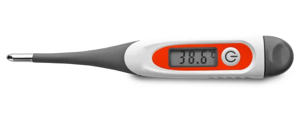 Цифровий термометр на білому тлі — стокове фото