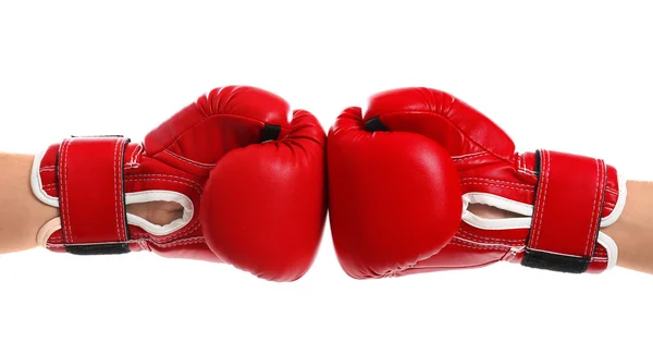 Men in boxing gloves on white — Stock Photo, Image