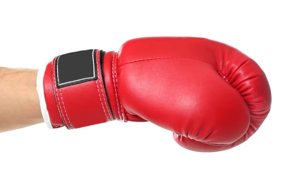 Man in boxing glove on white background — Stock Photo, Image