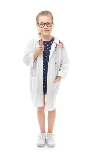 小女孩在医生制服 — 图库照片