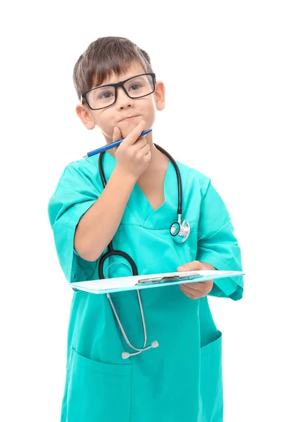 Menino em uniforme médico — Fotografia de Stock