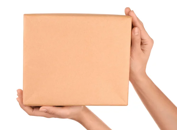 Woman holding parcel — Stock Photo, Image