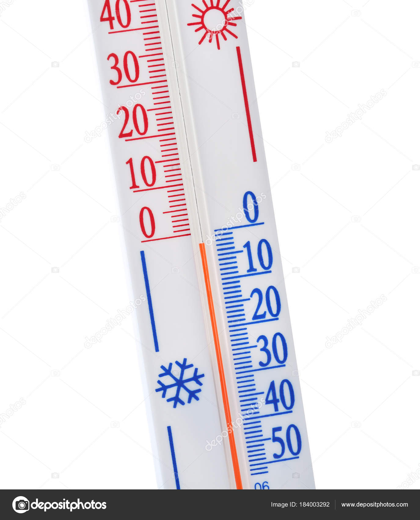 Thermometer for Measuring Air Temperature on White Background. Front View  Stock Photo - Image of fahrenheit, meter: 196742528