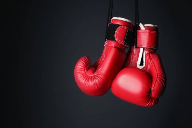 Boks eldivenleri gri arka plan üzerinde