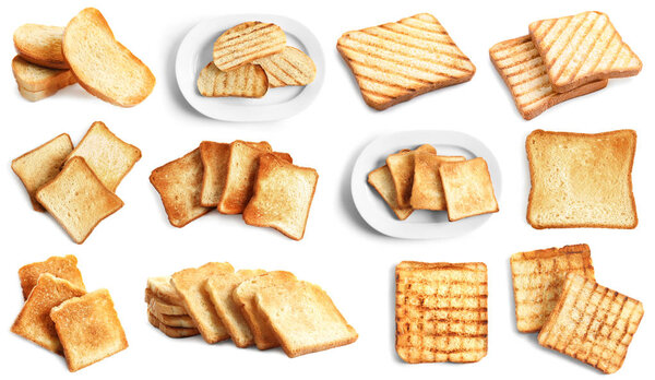 Set of toast bread slices