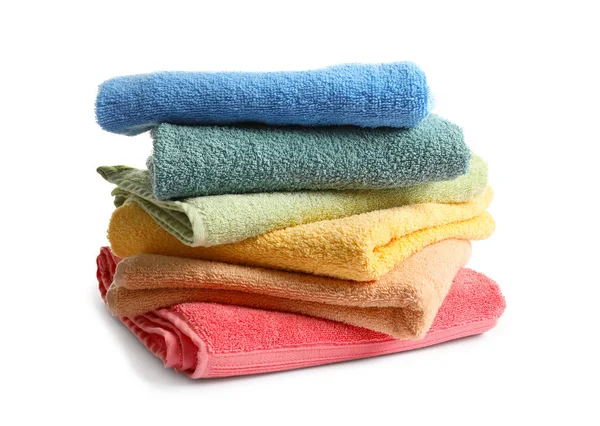 Folded clean terry towels — Stock Photo, Image