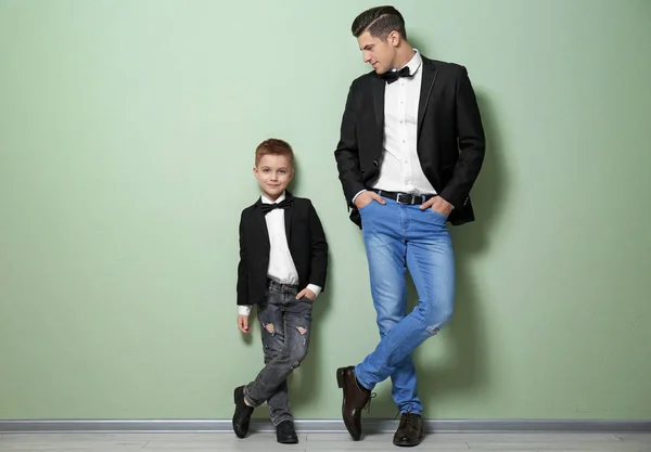 Stylish father and son