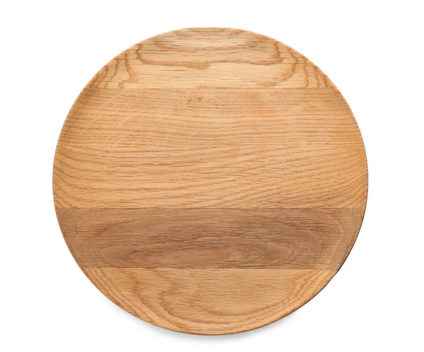 Дерев'яна тарілка на білому — стокове фото