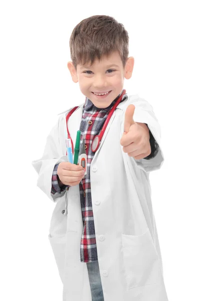 Menino em uniforme médico — Fotografia de Stock