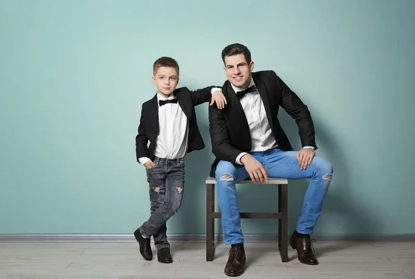 Stylish father and son — Stock Photo, Image