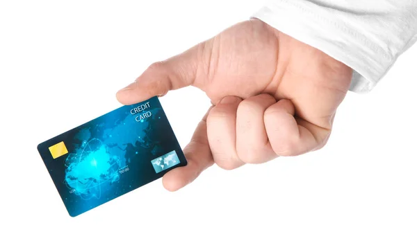 Man anläggningen kreditkort — Stockfoto