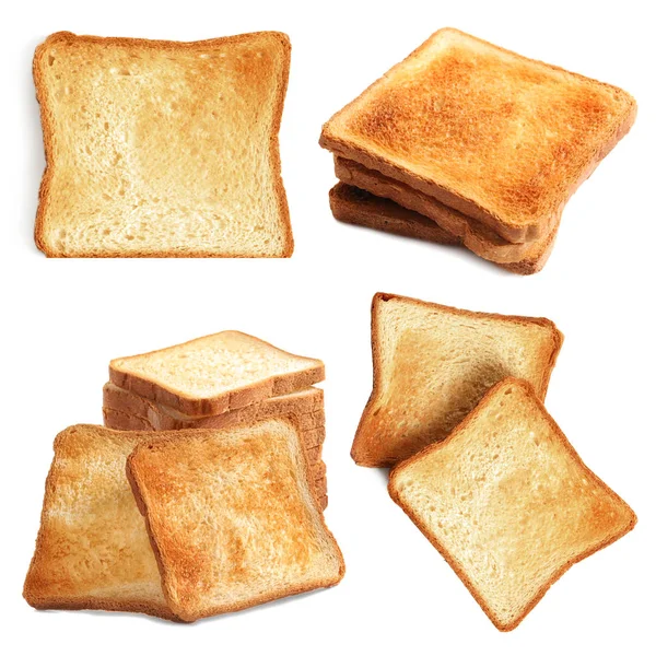 Conjunto de fatias de pão torrado — Fotografia de Stock