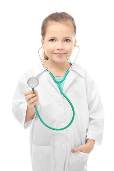 Malá holčička v uniformě lékaře Royalty Free Stock Fotografie