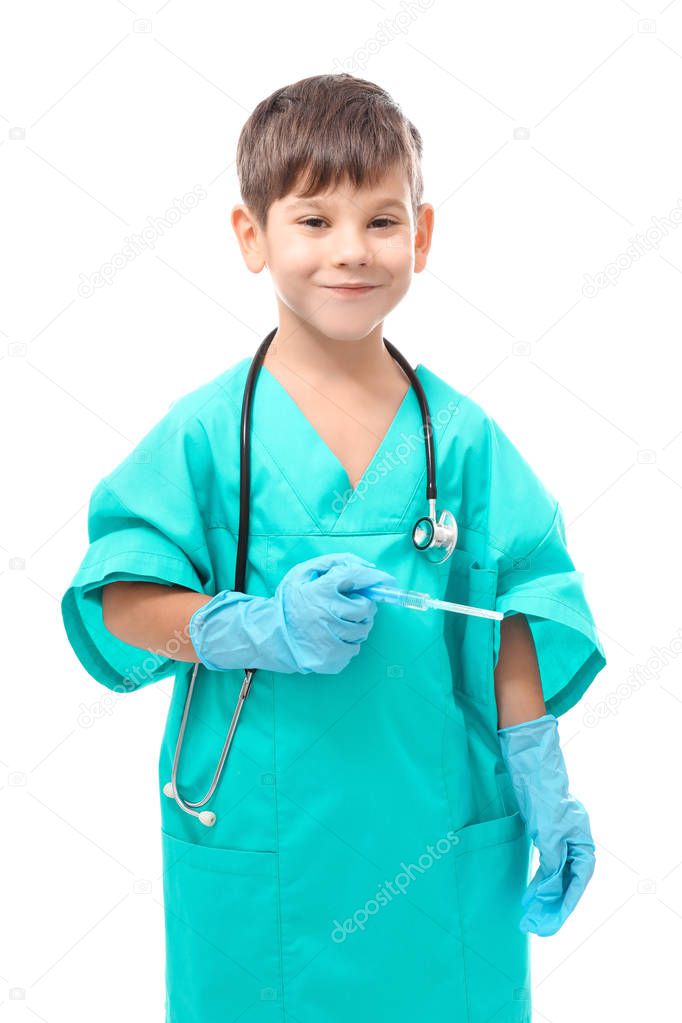 little boy in doctor uniform