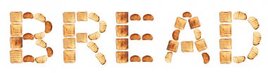 Word ekmek tost beyaz zemin üzerine yapılmış