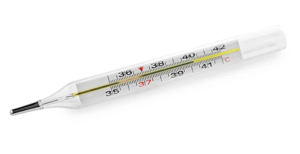 Quecksilberthermometer auf weißem Hintergrund — Stockfoto