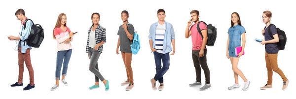 Youth lifestyle concept. Teenagers on white background