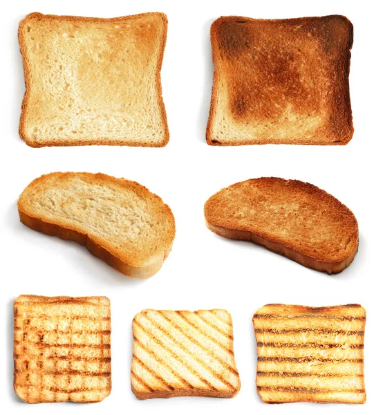 Uppsättning av toast brödskivor — Stockfoto