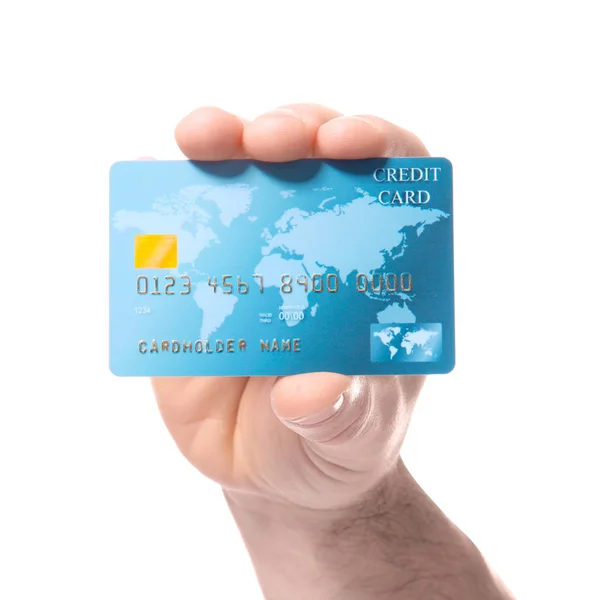 Uomo in possesso di carta di credito — Foto Stock