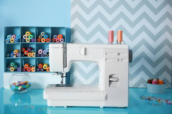 Sewing machine with fabric 