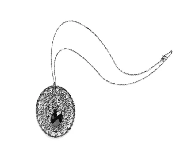 Silver chain with pendant — Stock Photo, Image