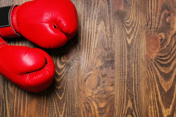 Boxing Gloves Wooden Background — Stock Photo, Image