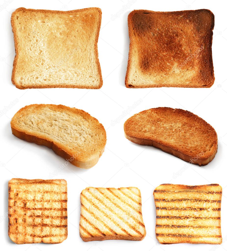 Set of toast bread slices