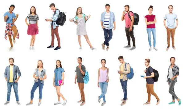 Youth Lifestyle Concept Teenagers White Background — Stock Photo, Image