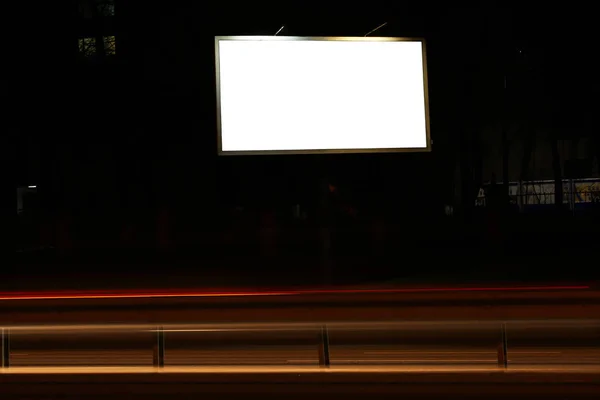 Lege Reclame Bord Straat Nachts — Stockfoto