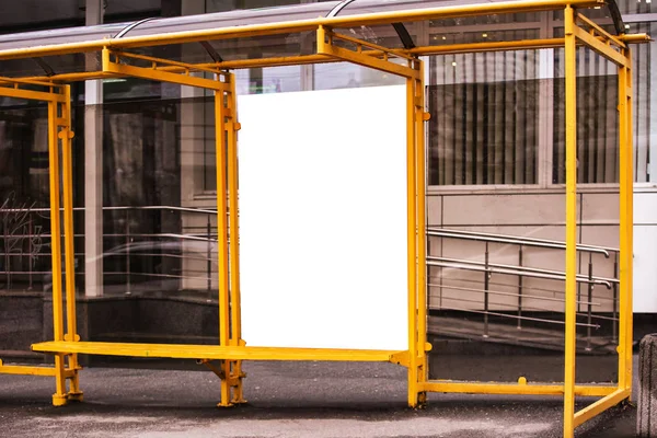 Public Transport Station Blank Advertising Board City Street — Stock Photo, Image