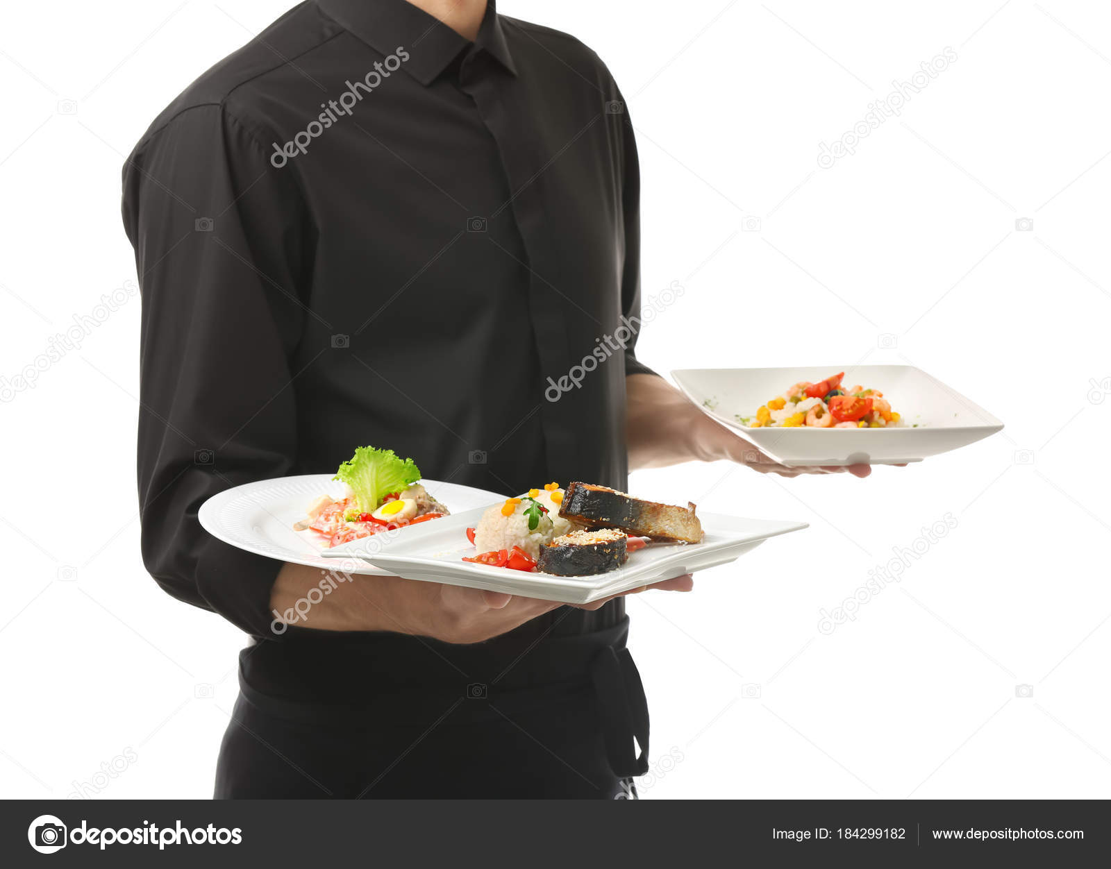 Waiter holding plates Stock Photo by ©belchonock 184299182