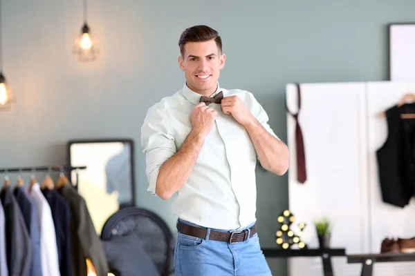 Man in new outfit indoors. — Stock Photo, Image