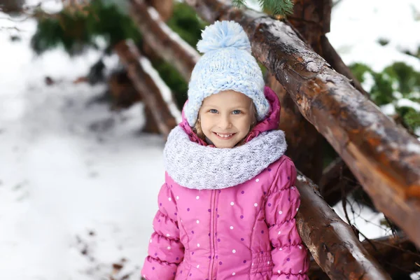 Porträt des süßen kleinen Mädchens im Winterpark — Stockfoto