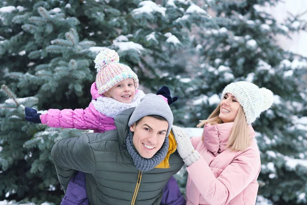 Portrét rodina v destinaci winter park — Stock fotografie