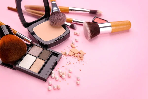 Decorative cosmetics and tools — Stock Photo, Image