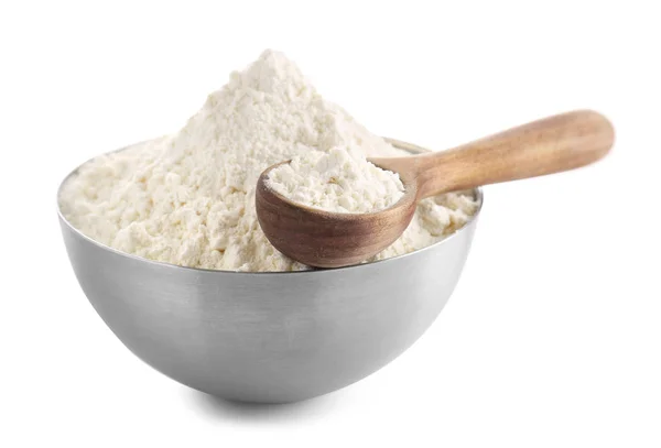 Flour on white background — Stock Photo, Image