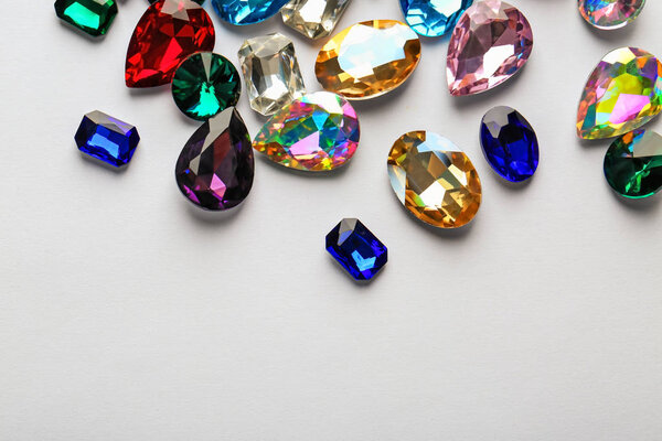 Precious jewels on white background