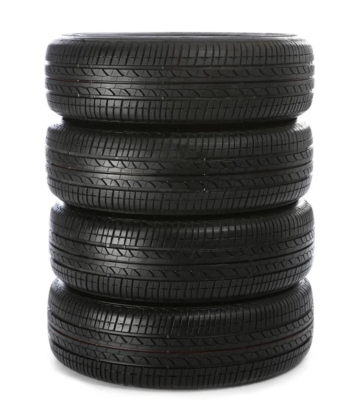 Car tires on white background — Stock Photo, Image