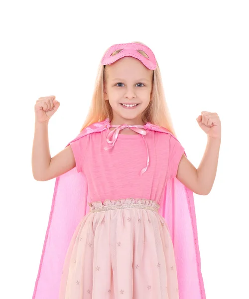 Cute girl in superhero costume — Stock Photo, Image