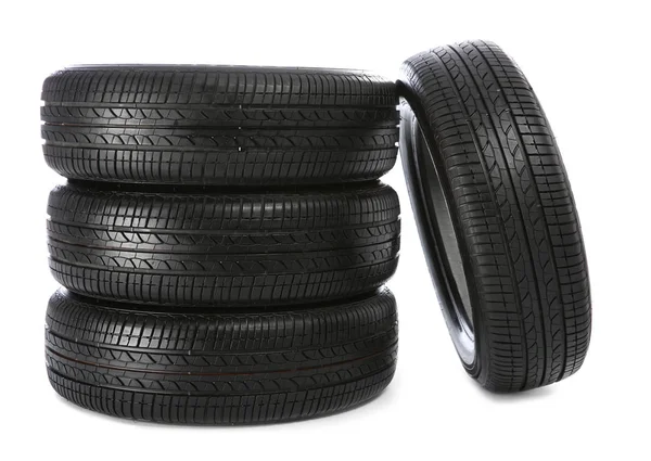 Car tires on white background — Stock Photo, Image