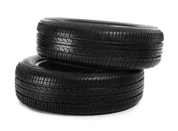 Car tires on white background — Stock Photo, Image